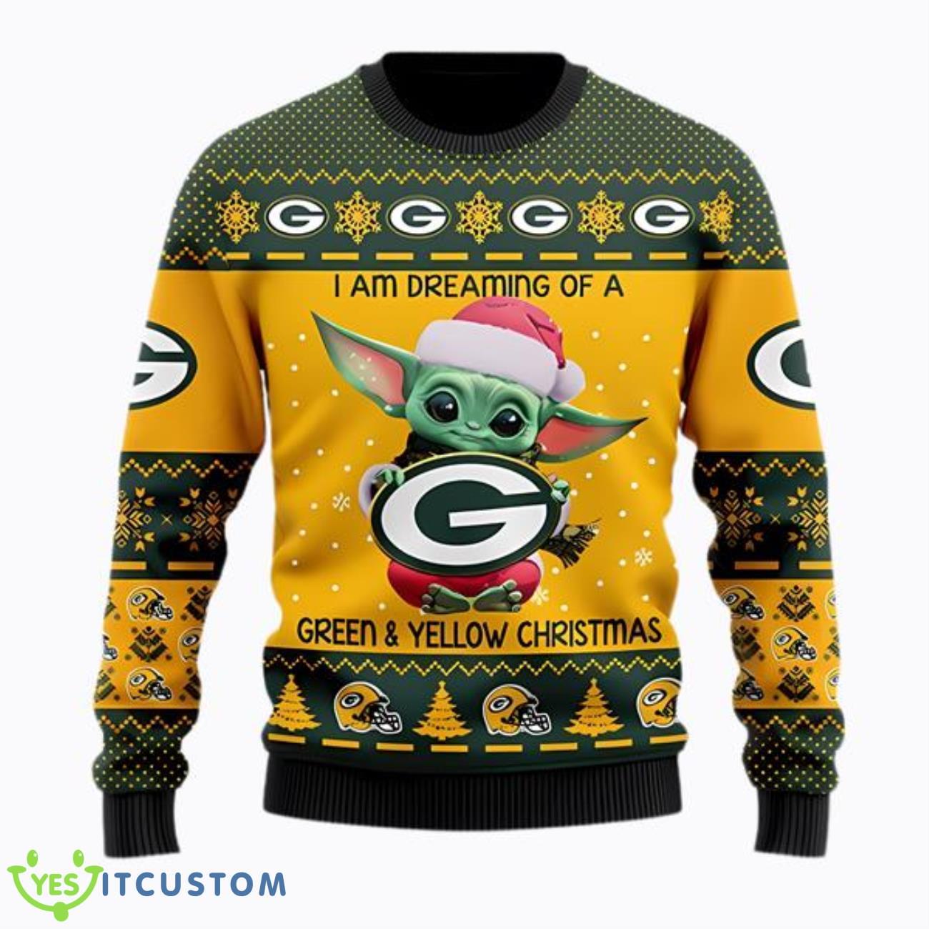 Baby Yoda Green Bay Packers Ugly Christmas Sweater 3 Baby Yoda Green Bay Packers Ugly Christmas Sweater Product Photo 1