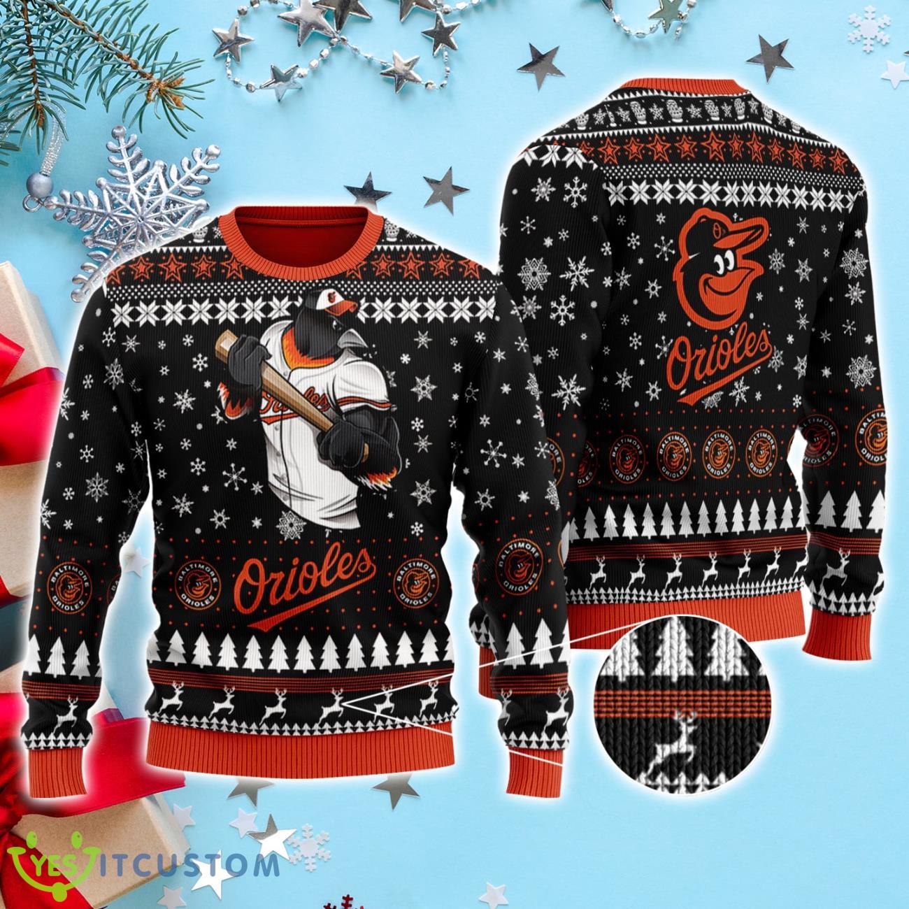 Baltimore Orioles Ugly Christmas Sweater 3D 3 Baltimore Orioles Ugly Christmas Sweater 3D Product Photo 1