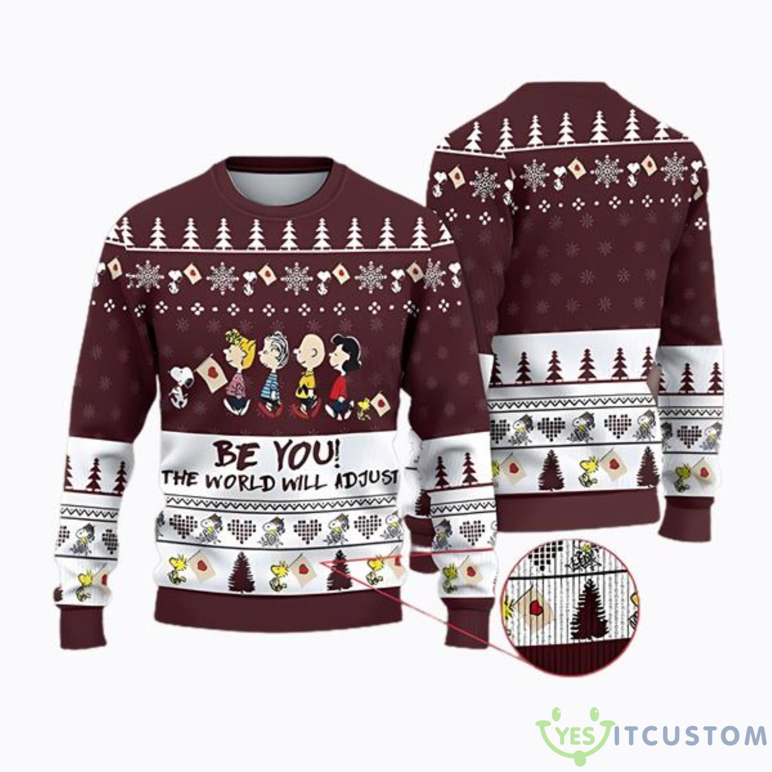 Be You The World Will Adjust Snoopy Ugly Sweater Christmas 3D Sweater 3 Be You The World Will Adjust Snoopy Ugly Sweater Christmas 3D Sweater Product Photo 1