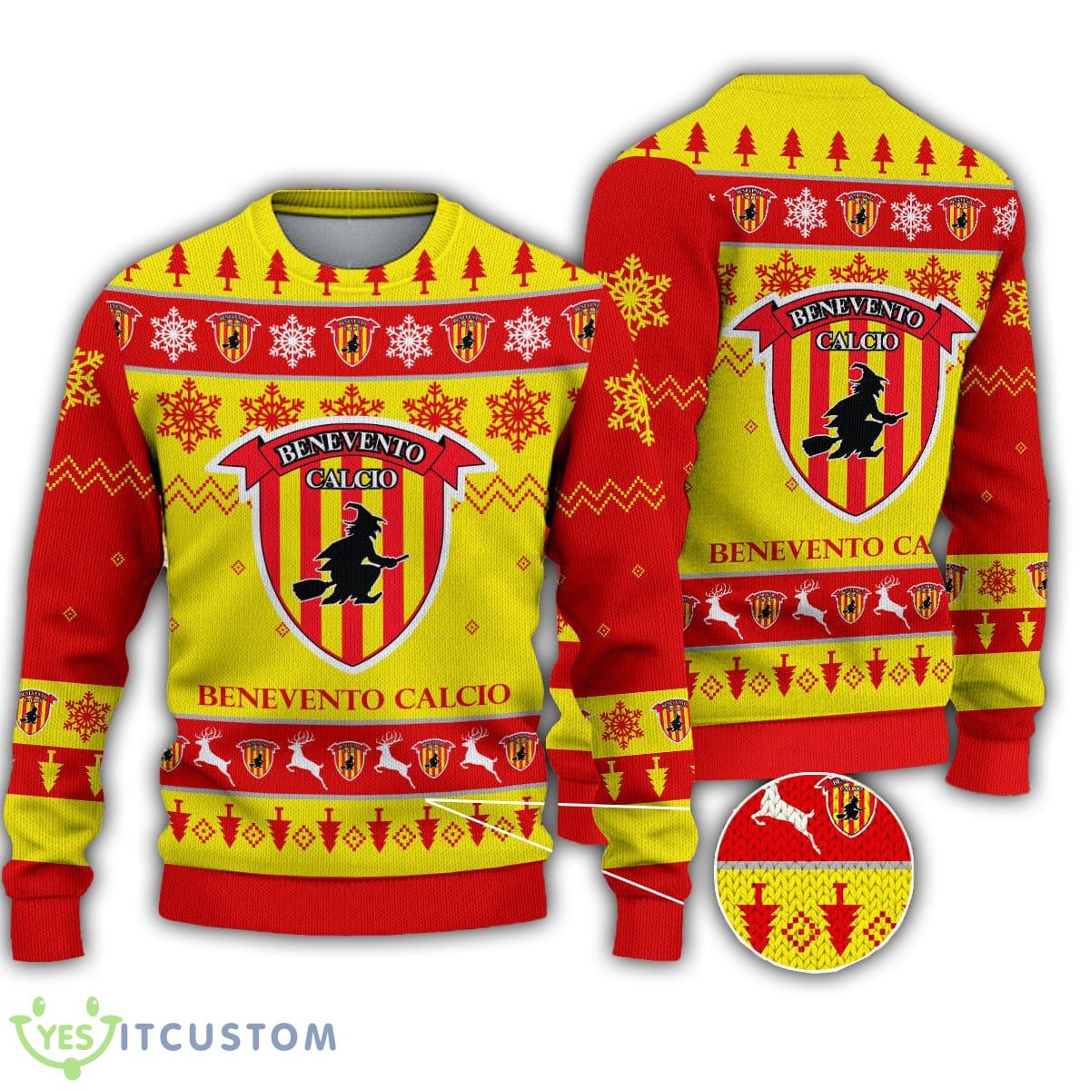 Benevento Calcio Snowflakes Reindeer Pattern Ugly Xmas Sweater For Men And Women 3 Benevento Calcio Snowflakes Reindeer Pattern Ugly Xmas Sweater For Men And Women - Benevento Calcio Snowflakes Reindeer Pattern Ugly Xmas Sweater For Men And Women