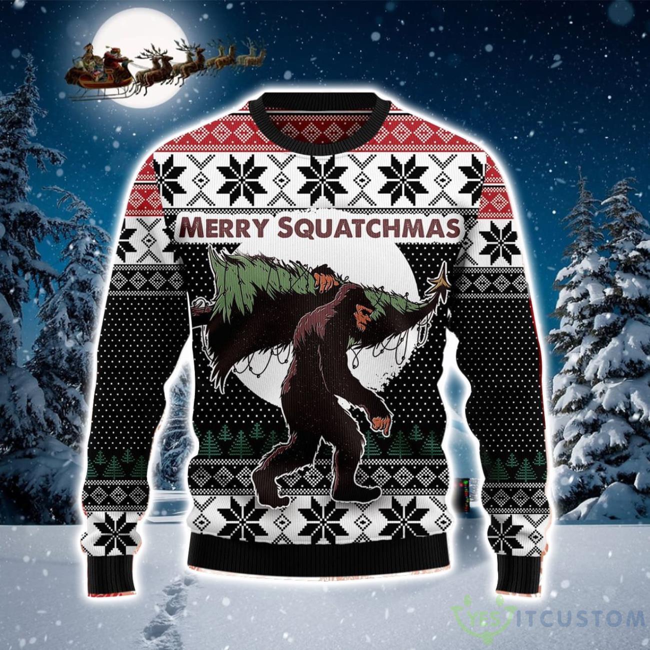 Bigfoot Squatchmas AOP Christmas Sweater 8 Bigfoot Squatchmas AOP Christmas Sweater Product Photo 2