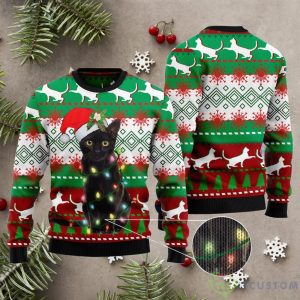 Black Cat Light AOP Christmas Sweater Product Photo 2