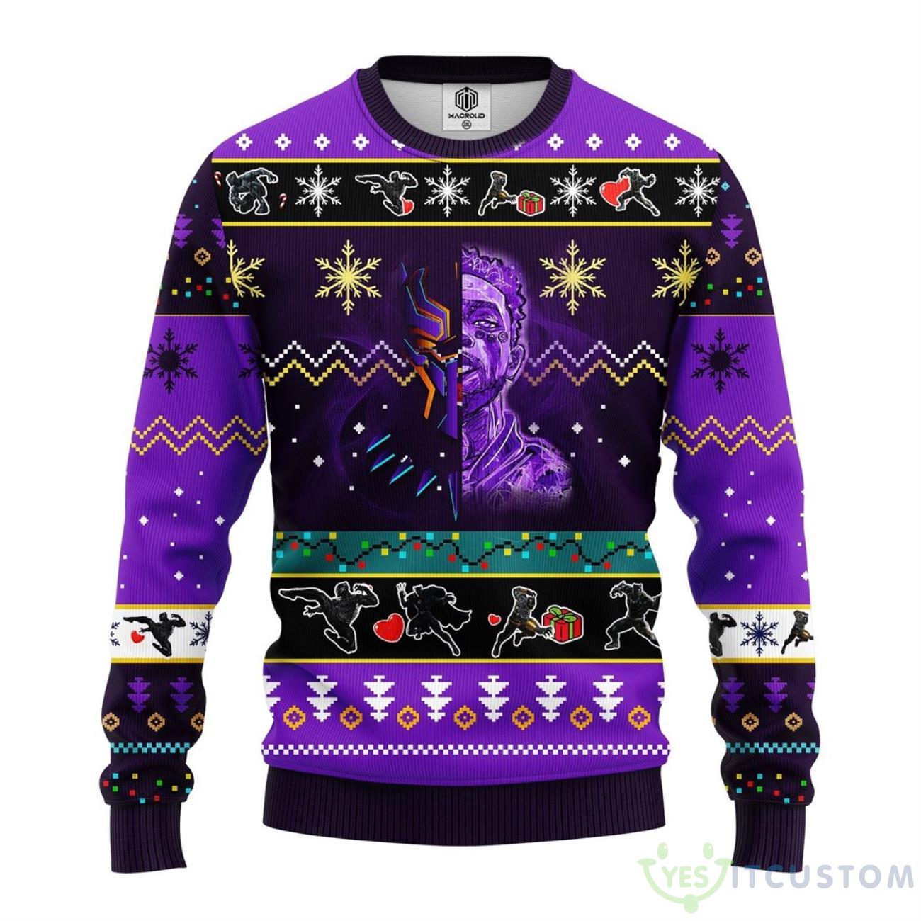 Black Panter AOP Christmas Sweater Pupple 5 Black Panter AOP Christmas Sweater Pupple Product Photo 1