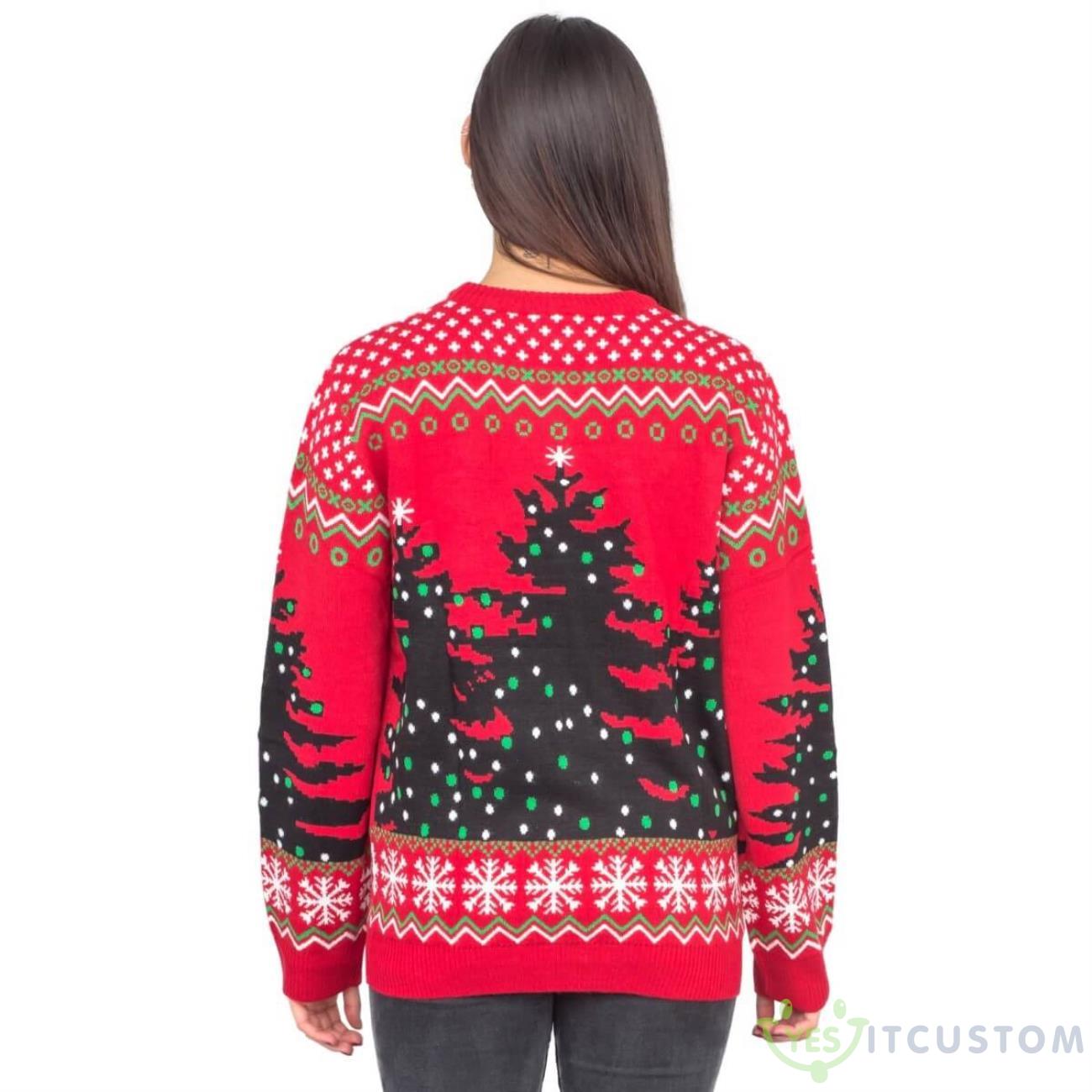 Bob Ross Happy Little Xmas Trees AOP Christmas Sweater 3 Bob Ross Happy Little Xmas Trees AOP Christmas Sweater Product Photo 3