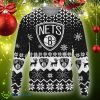 Brooklyn Nets Sports Football American Knitted Christmas Sweater Gift Holidays - Brooklyn Nets Sports Football American Ugly Christmas Sweater New Trends For Fans Club Gifts Unisex, Hoodie, Sweatshirt-3D Sweatshirt_3