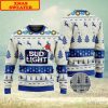 Bud Light Beer In White Pattern Ugly Christmas Sweater - Bud Light Beer 3D All Over Printed Ugly Christmas Sweater Christmas Gift For Family_1