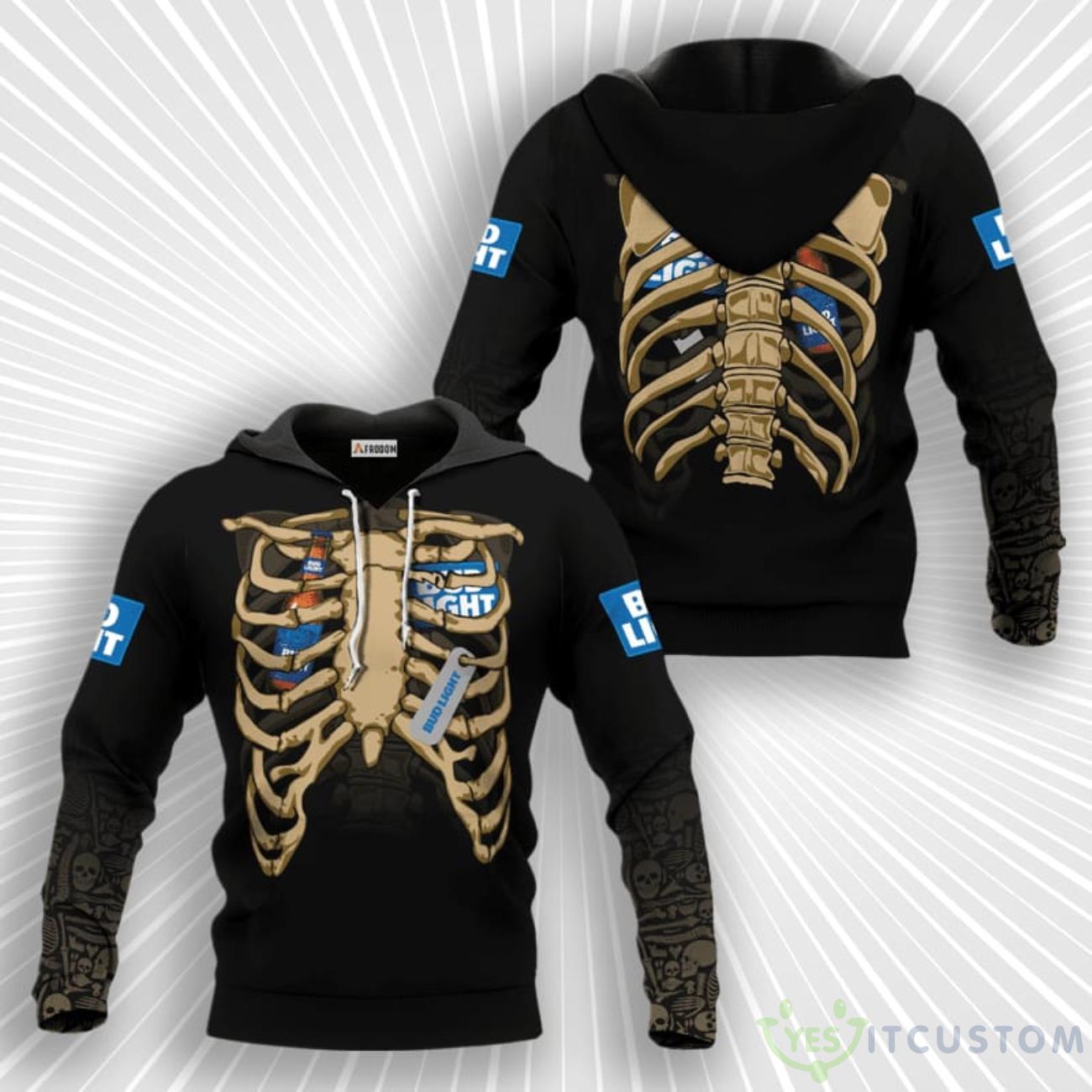 Bud Light Halloween Ribcage 3D Hoodie 2 Bud Light Halloween Ribcage 3D Hoodie Product Photo 1