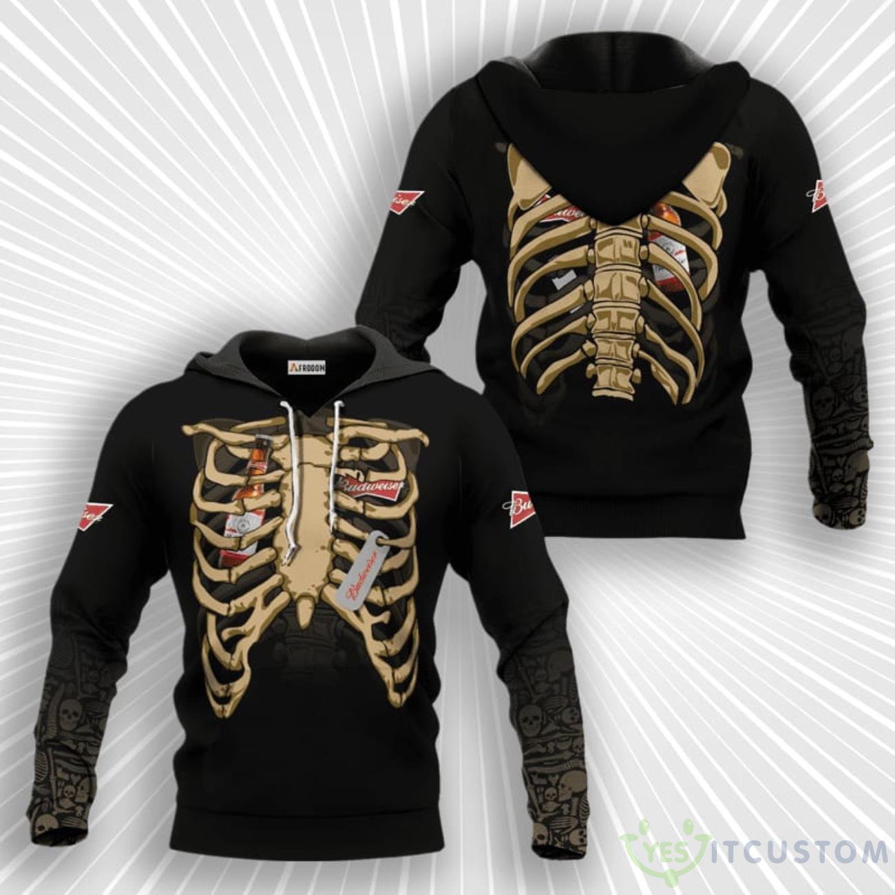 Budweiser Halloween Ribcage 3D Hoodie 1 Budweiser Halloween Ribcage 3D Hoodie Product Photo 1