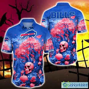 Buffalo Bills Halloween Trending Skull 3D Hawaiian Shirt For Fans Gift Christmas Men And Women - Buffalo Bills Halloween Skull Trending Hawaii Shirt New Arrivals_1