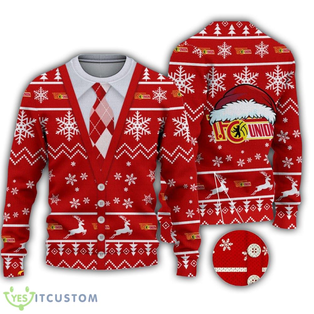 Bundesliga 1 FC Union Berlin Vest Santa Hat Logo Ugly Christmas Sweater For Fans 3 Bundesliga 1 FC Union Berlin Vest Santa Hat Logo Ugly Christmas Sweater For Fans - Bundesliga 1 FC Union Berlin Vest Santa Hat Logo Ugly Christmas Sweater For Fans