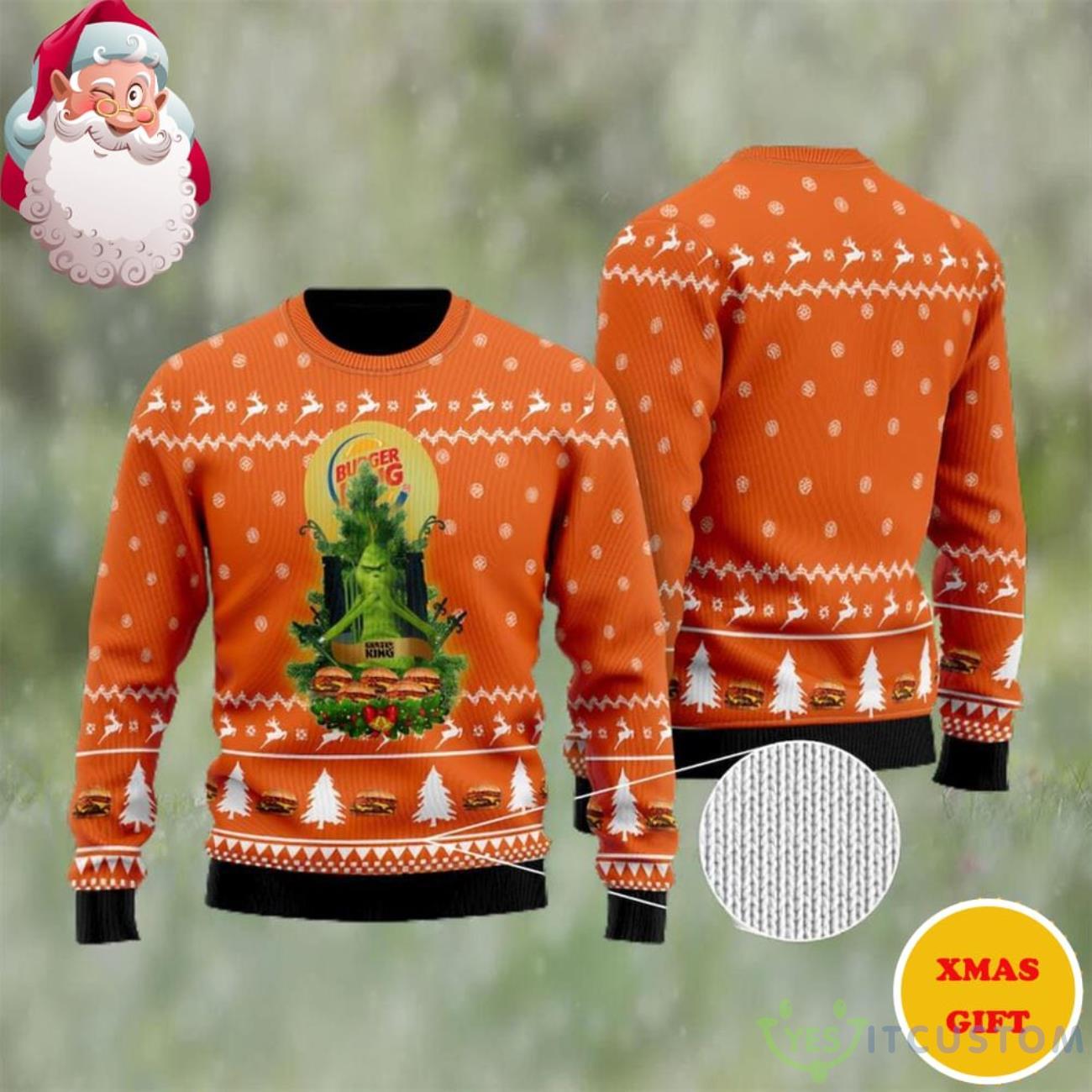 Burger King Grinch Snow Christmas AOP Sweater 3 Burger King Grinch Snow Christmas AOP Sweater Product Photo 1