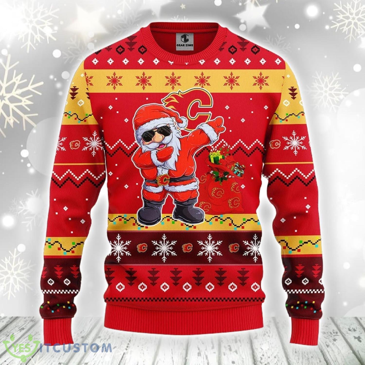 Calgary Flames Dabbing Santa Claus Xmas Ugly Christmas Sweater Best Christmas Gift Ideas 3 Calgary Flames Dabbing Santa Claus Xmas Ugly Christmas Sweater Best Christmas Gift Ideas Product Photo 1