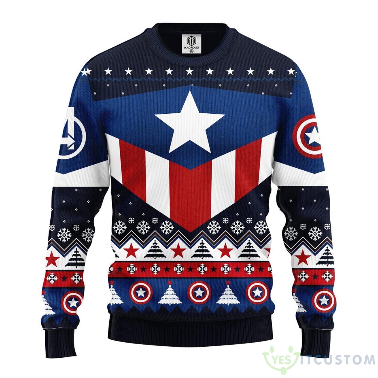Captain America AOP Christmas Sweater 5 Captain America AOP Christmas Sweater Product Photo 1