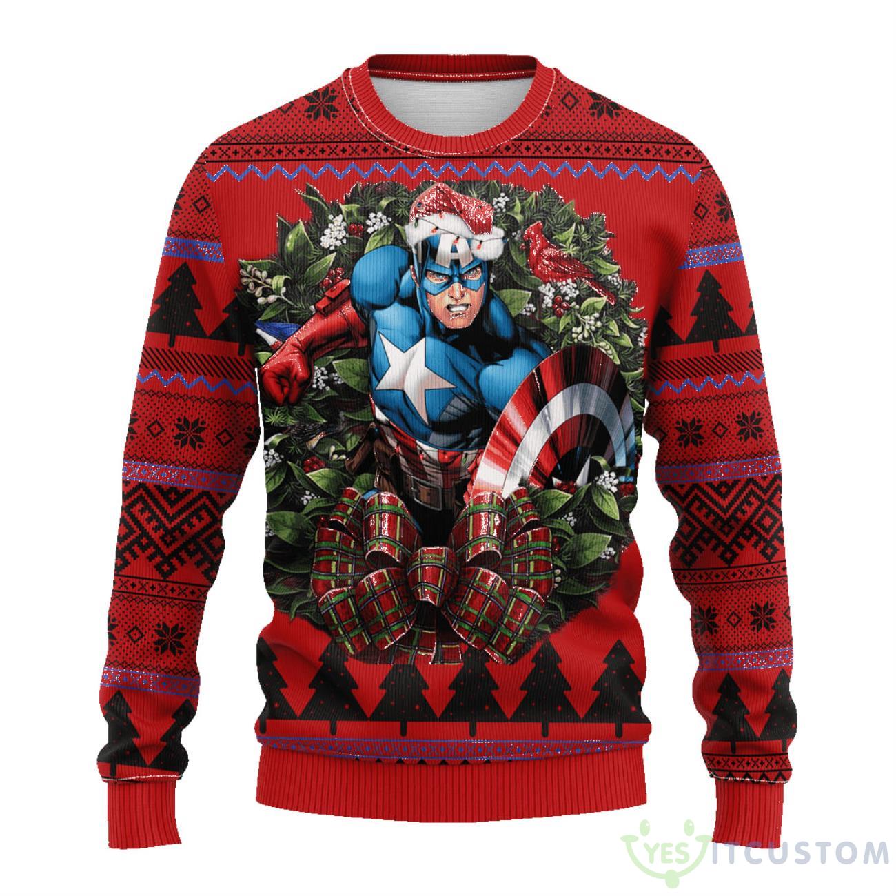 Captain America Noel Mc AOP Christmas Sweater 5 Captain America Noel Mc AOP Christmas Sweater Product Photo 1