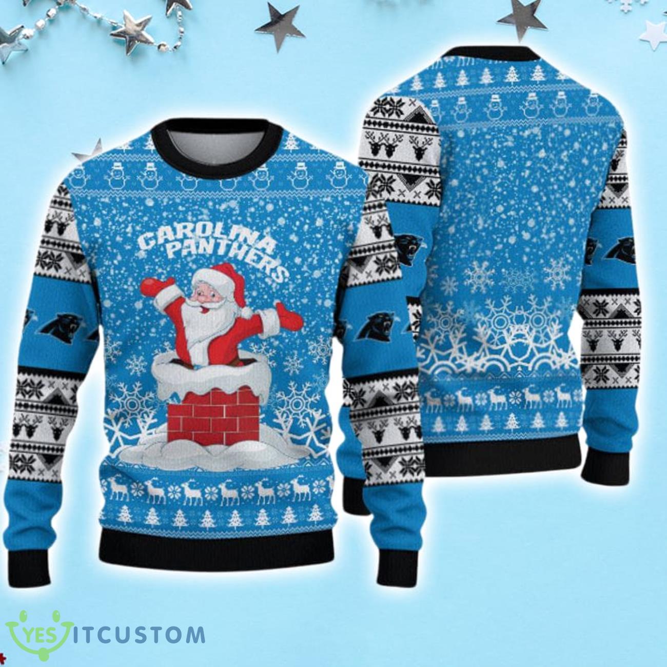 Carolina Panthers Santa Christmas Sweater 3 Carolina Panthers Santa Christmas Sweater Product Photo 1