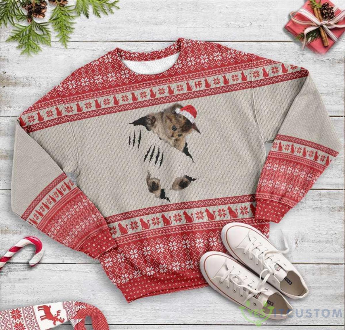 Cat Scratch Ugly Christmas Sweater 6 Cat Scratch Ugly Christmas Sweater - Ugly Christmas Cat Scratch EZ12 2810 All Over Print Sweatshirt_3