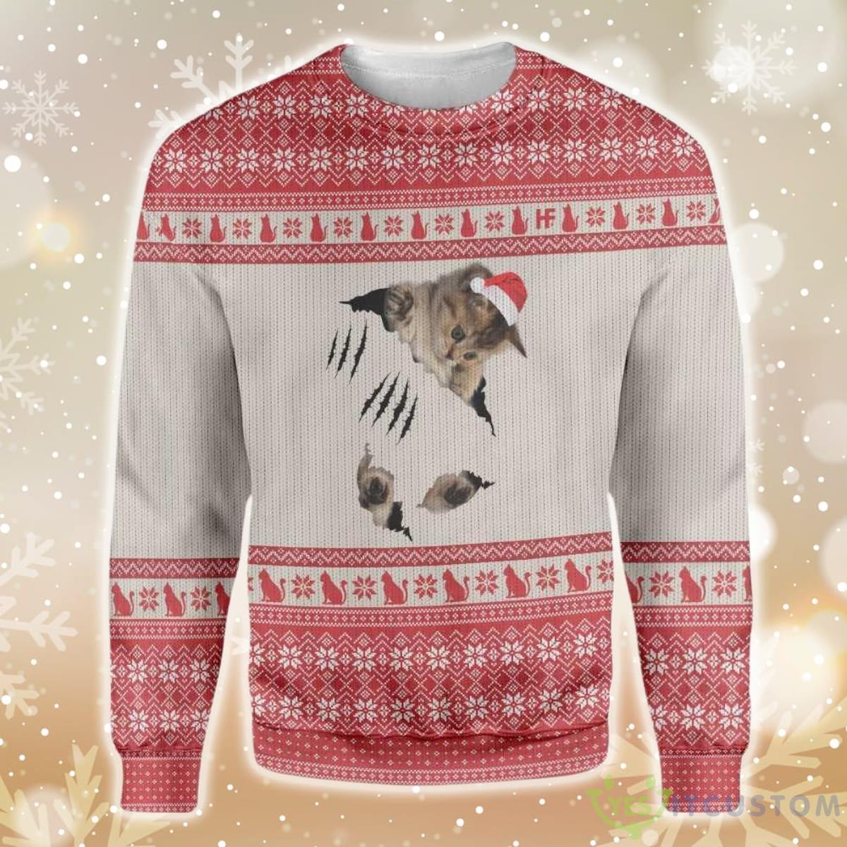 Cat Scratch Ugly Christmas Sweater 5 Cat Scratch Ugly Christmas Sweater - Ugly Christmas Cat Scratch EZ12 2810 All Over Print Sweatshirt_1