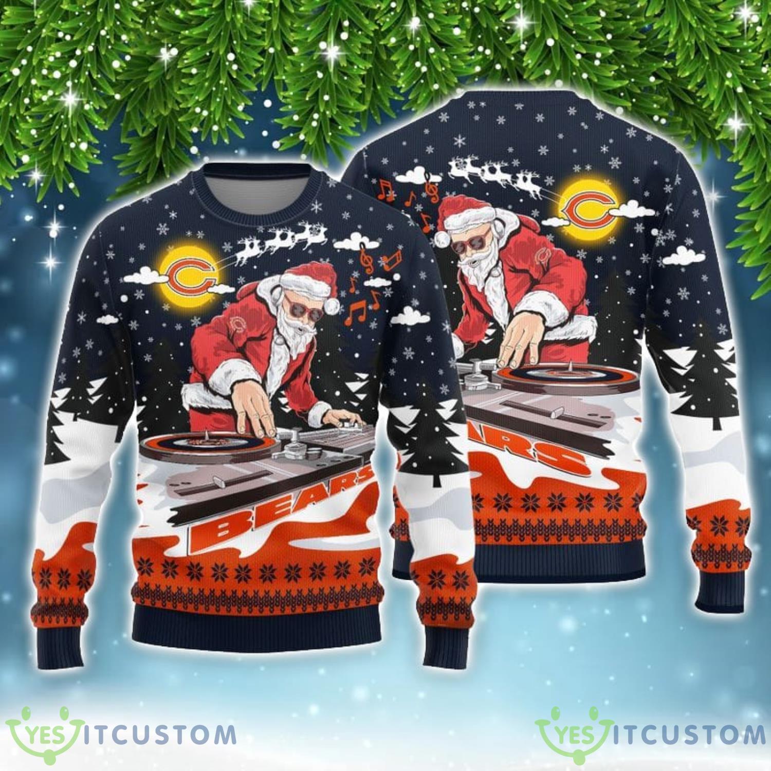 Chicago Bears Christmas Funny DJ Santa 3D Ugly Christmas Sweater Gift 3 Chicago Bears Christmas Funny DJ Santa 3D Ugly Christmas Sweater Gift Product Photo 1