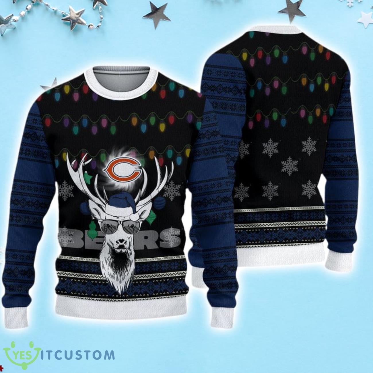Chicago Bears Deer Funny Christmas Sweater 3 Chicago Bears Deer Funny Christmas Sweater Product Photo 1