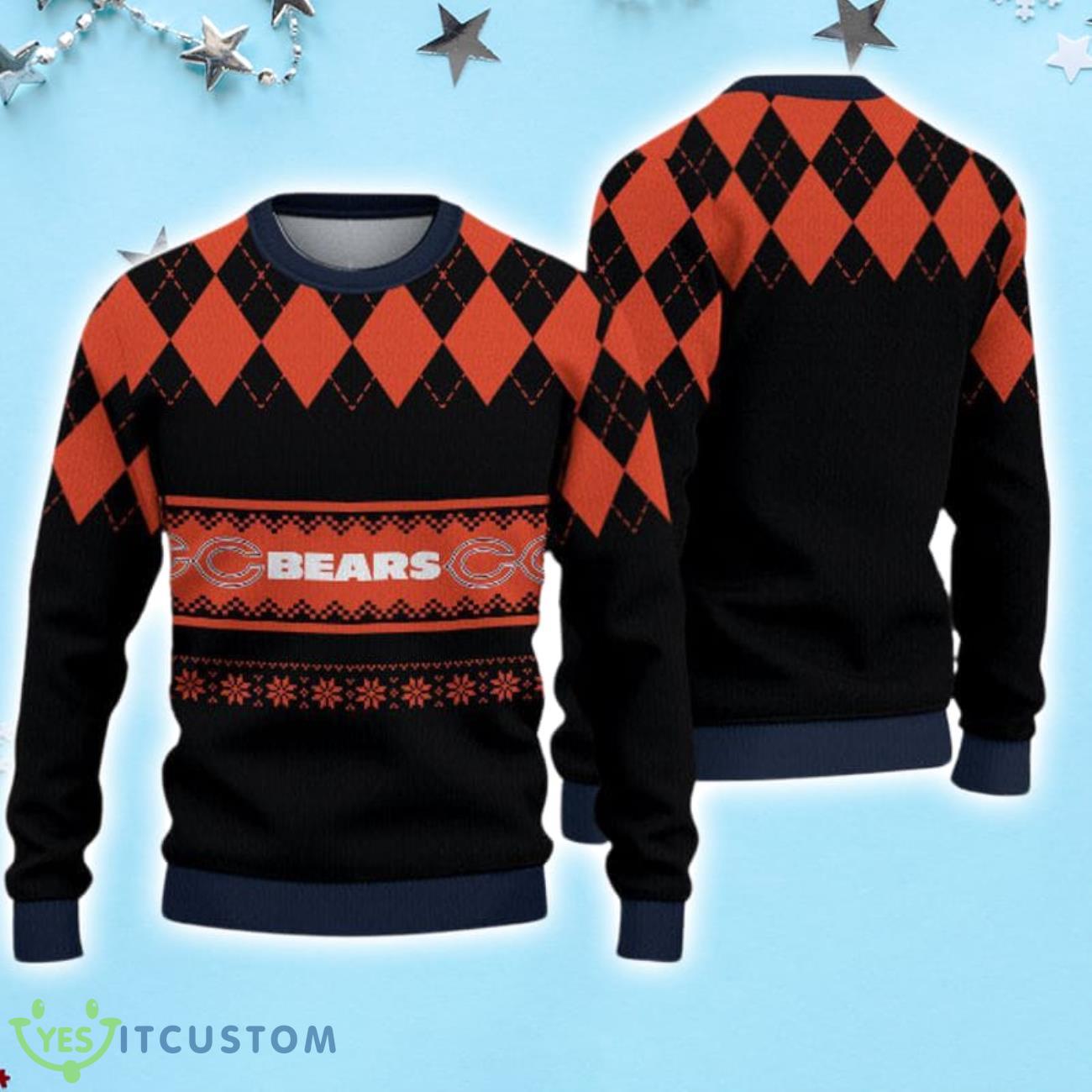 Chicago Bears Diamond Pattern Christmas Sweater 3 Chicago Bears Diamond Pattern Christmas Sweater Product Photo 1