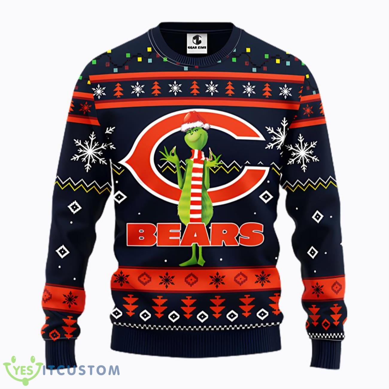 Chicago Bears Funny Grinch Snowfake Christmas Ugly Sweater 3 Chicago Bears Funny Grinch Snowfake Christmas Ugly Sweater Product Photo 1