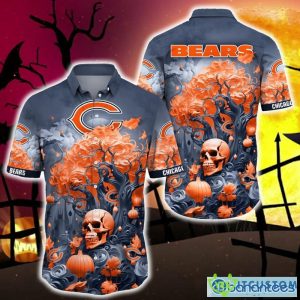 Chicago Bears Halloween Trending Skull 3D Hawaiian Shirt For Fans Gift Christmas Men And Women - Chicago Bears Halloween Skull Trending Hawaii Shirt New Arrivals_1