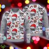 Chicago Bears Logo Skull Candy Cane Pattern Grey Ugly Christmas 3D Sweater - Chicago Bears Logo Skull Candy Cane Pattern Grey Ugly Christmas 3D Sweater