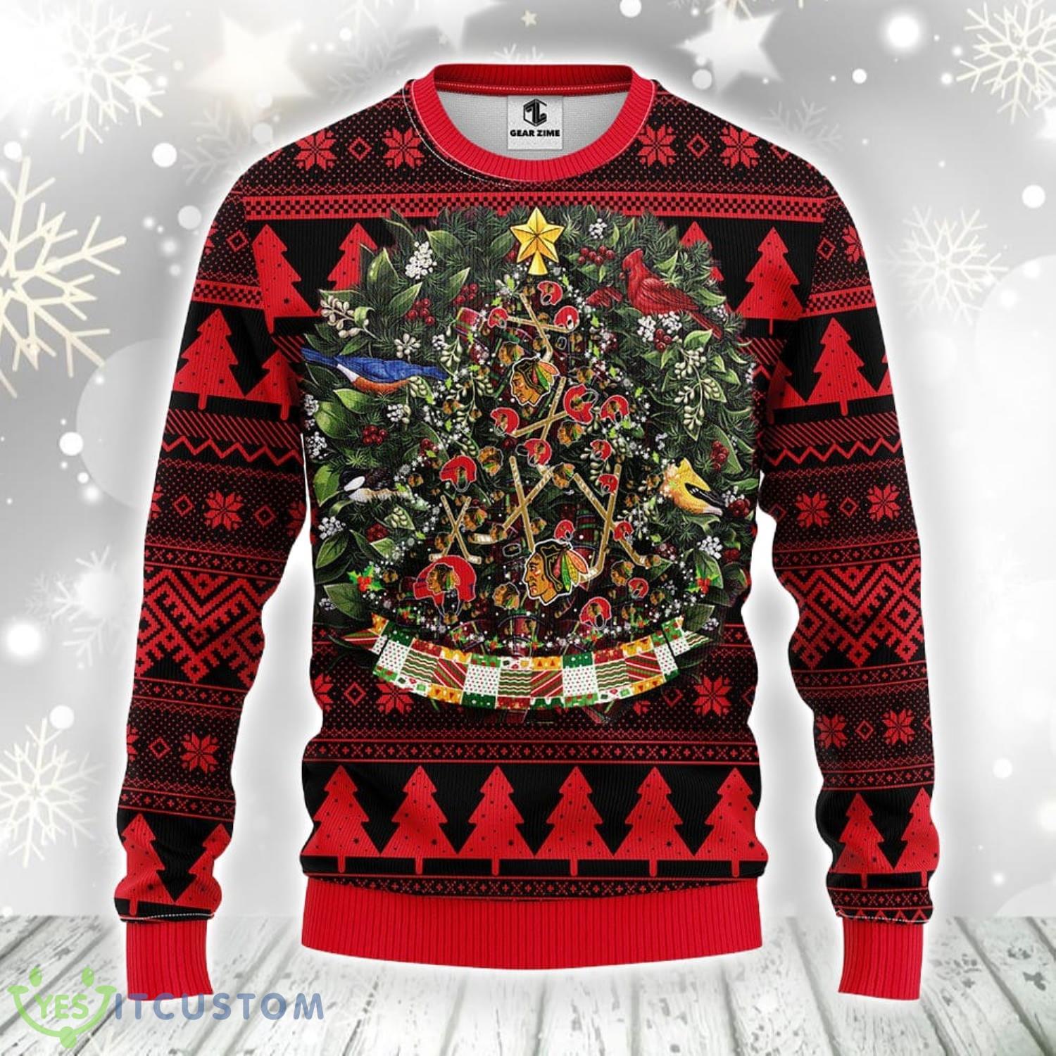 Chicago Blackhawks Tree Ball Christmas Ugly Sweater Christmas Gift Special For Fans 3 Chicago Blackhawks Tree Ball Christmas Ugly Sweater Christmas Gift Special For Fans Product Photo 1