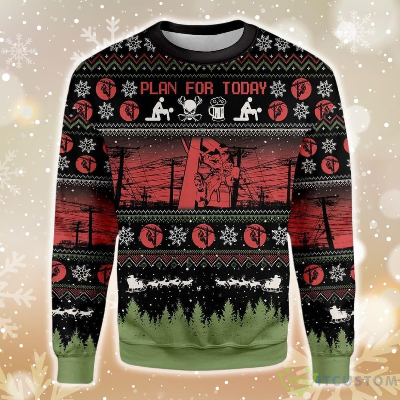 Christian Lineman Ugly Christmas Sweater 5 Christian Lineman Ugly Christmas Sweater Product Photo 1