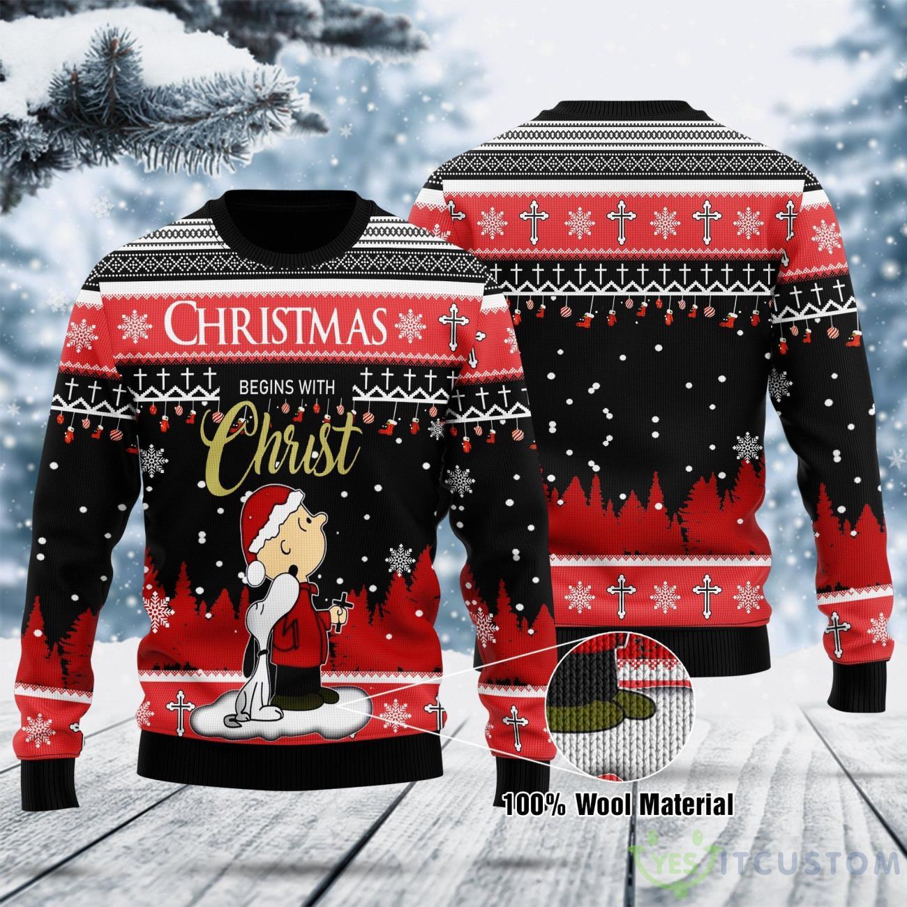 Christmas Begins With Christ Woolen Sweater 3 Christmas Begins With Christ Woolen Sweater Product Photo 1
