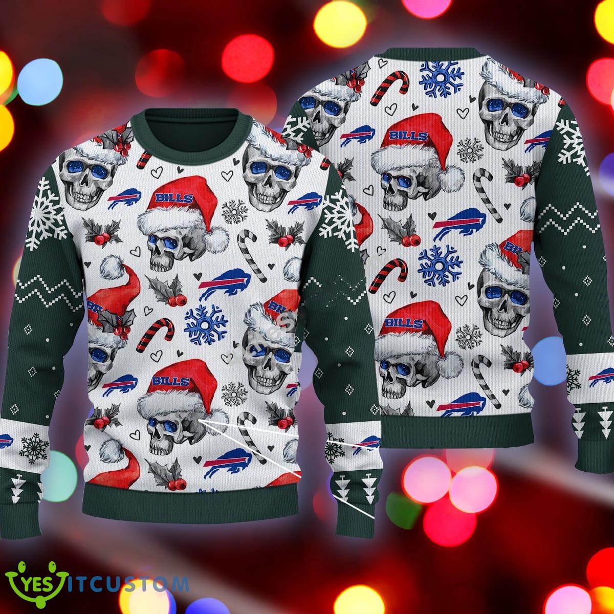 Christmas Buffalo Bills Skull Pattern Candy Cane Green Ugly Sweater 3 Christmas Buffalo Bills Skull Pattern Candy Cane Green Ugly Sweater - Christmas Buffalo Bills Skull Pattern Candy Cane Green Ugly Sweater