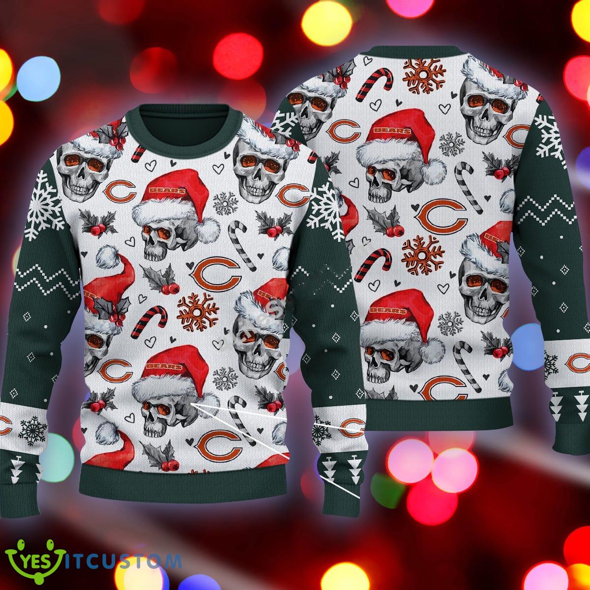 Christmas Chicago Bears Skull Pattern Candy Cane Green Ugly Sweater 3 Christmas Chicago Bears Skull Pattern Candy Cane Green Ugly Sweater - Christmas Chicago Bears Skull Pattern Candy Cane Green Ugly Sweater