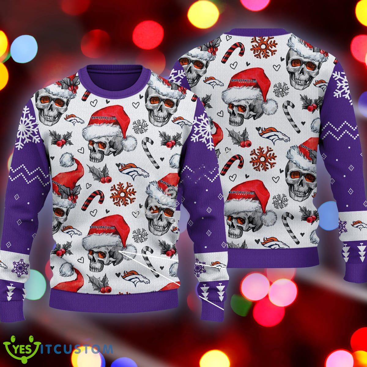 Christmas Denver Broncos Skull Pattern Candy Cane Purple Knitted 3D Sweater 3 Christmas Denver Broncos Skull Pattern Candy Cane Purple Knitted 3D Sweater - Christmas Denver Broncos Skull Pattern Candy Cane Purple Knitted 3D Sweater