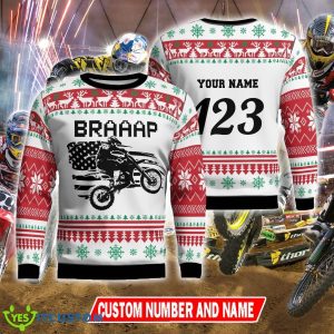 Christmas Motocross rider Knitted New Black Christmas Sweater Custom Number And Name - Christmas Motocross rider Ugly Christmas Sweater Photo 20