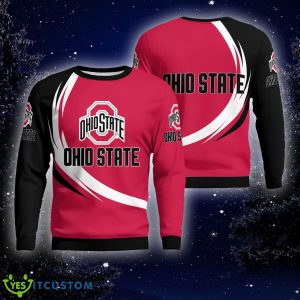 Christmas Ohio State Buckeyes Curved Stripes Ugly Sweater Gift Holidays - Ohio State Buckeyes Curved Stripes Christmas Knitted Sweater Photo 1
