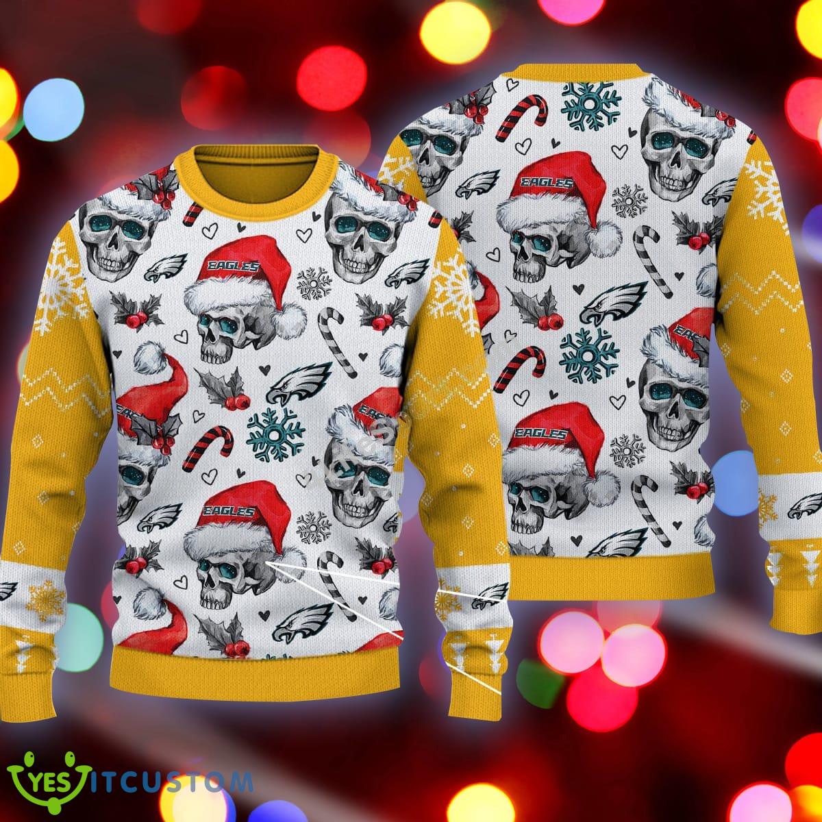 Christmas Philadelphia Eagles Skull Pattern Candy Cane Yellow Ugly 3D Sweater 3 Christmas Philadelphia Eagles Skull Pattern Candy Cane Yellow Ugly 3D Sweater - Christmas Philadelphia Eagles Skull Pattern Candy Cane Yellow Ugly 3D Sweater