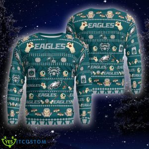 Christmas Philadelphia Eagles Spooky Ghost Pumpkin Ugly Sweater Gift Holidays - Philadelphia Eagles Spooky Ghost Pumpkin Christmas Knitted Sweater Photo 1