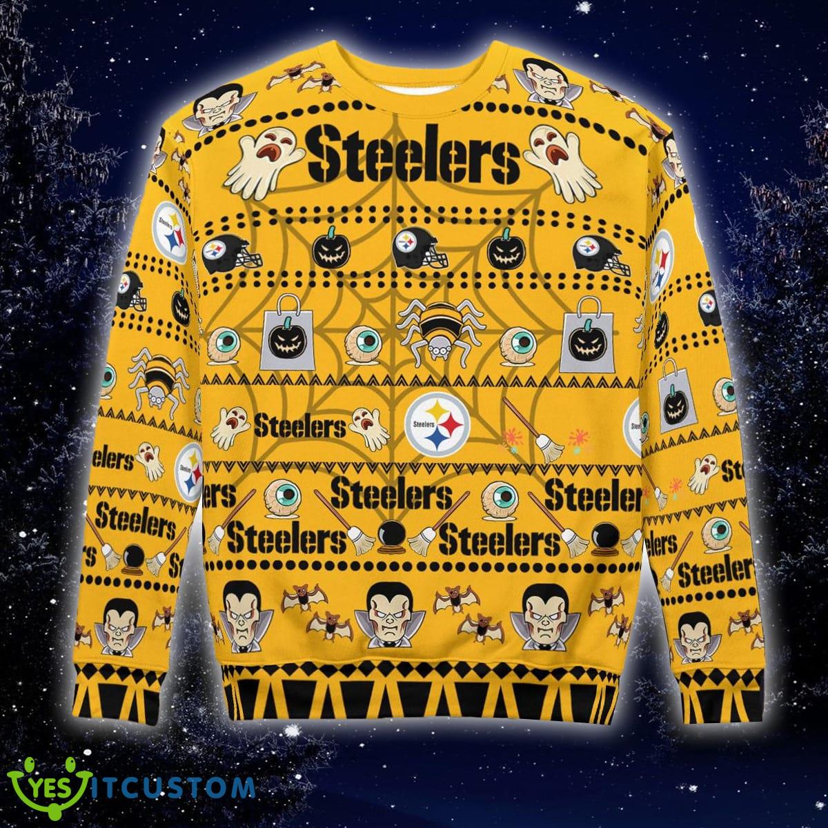 Christmas Pittsburgh Steelers Spooky Ghost Pumpkin Knitted Sweater For Fans 6 Christmas Pittsburgh Steelers Spooky Ghost Pumpkin Knitted Sweater For Fans - Pittsburgh Steelers Spooky Ghost Pumpkin Christmas Knitted Sweater Photo 5
