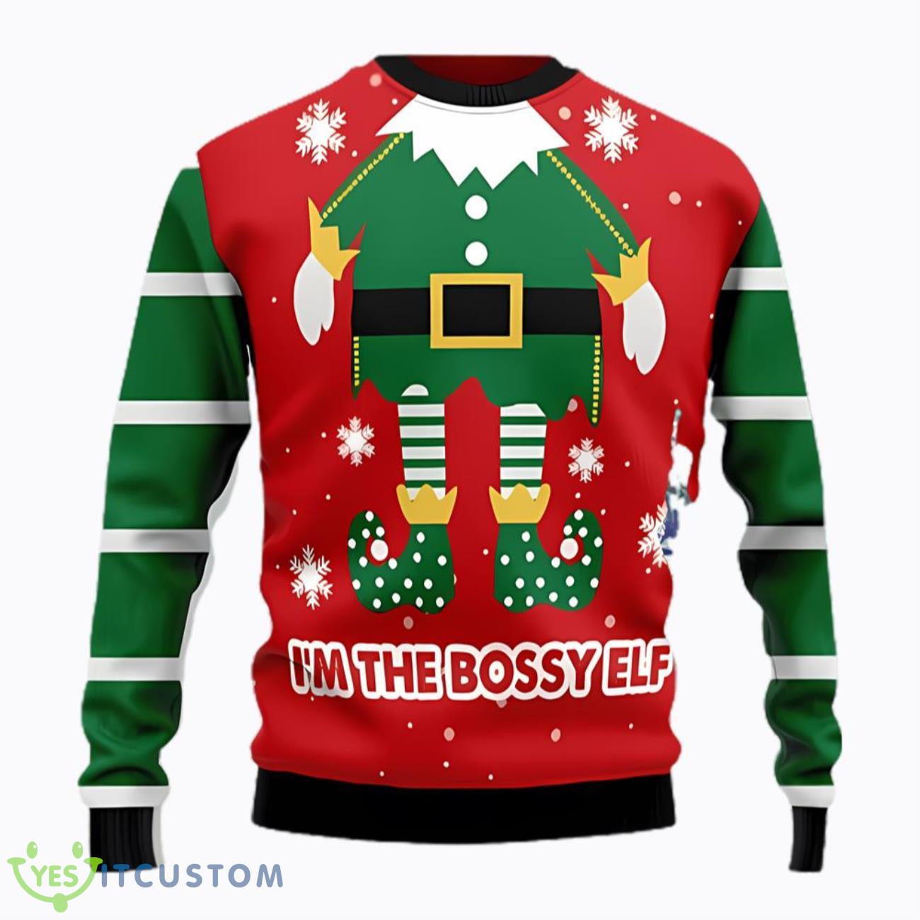 Christmas Ugly Sweater Bossy Elf Funny Sweater 3 Christmas Ugly Sweater Bossy Elf Funny Sweater Product Photo 1
