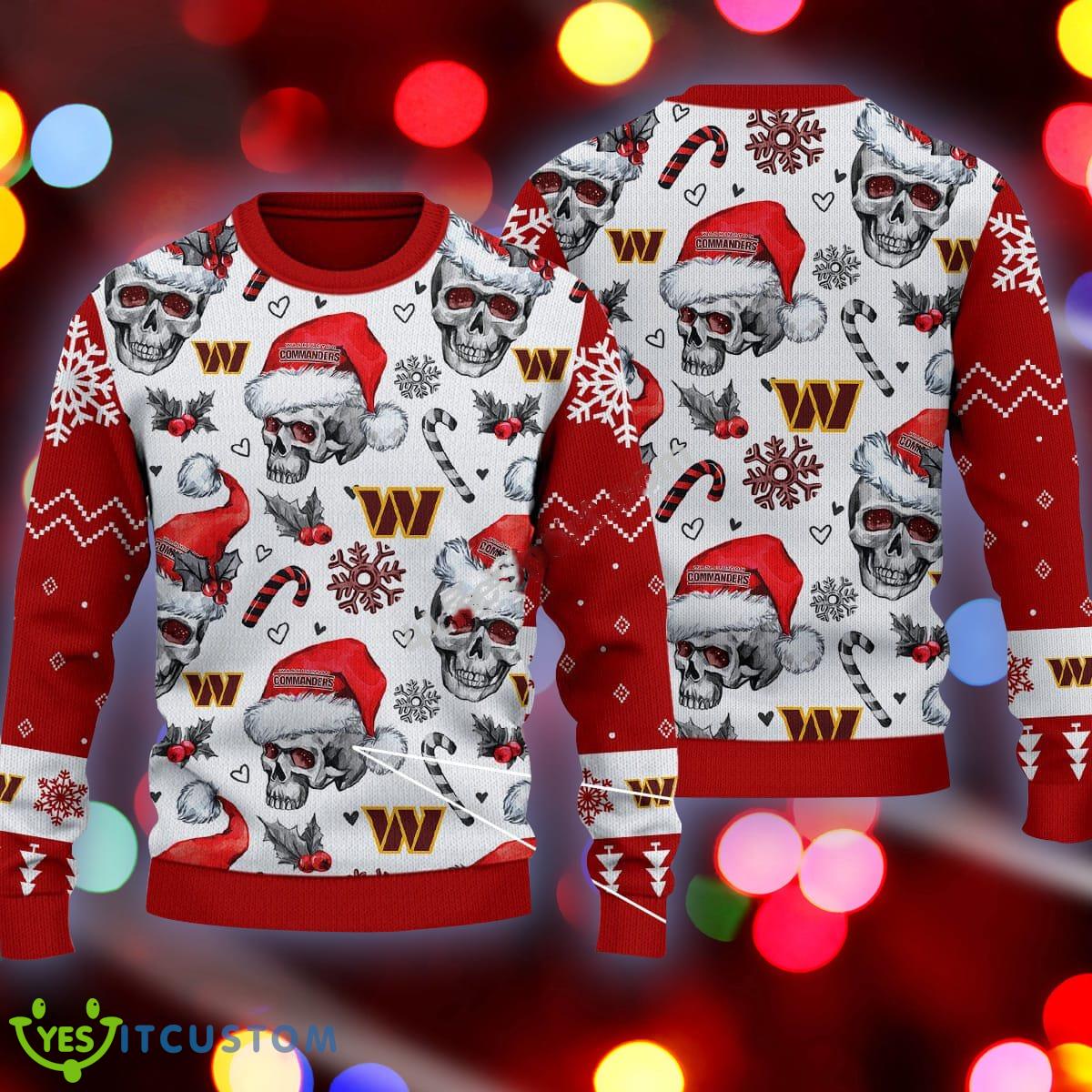 Christmas Washington Commanders Skull Pattern Candy Cane Red Knitted Sweater 3 Christmas Washington Commanders Skull Pattern Candy Cane Red Knitted Sweater - Christmas Washington Commanders Skull Pattern Candy Cane Red Knitted Sweater