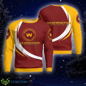 Christmas Washington Football Team Curved Stripes Ugly 3D Sweater Gift Holidays - Washington Football Team Curved Stripes Christmas Knitted Sweater Photo 1