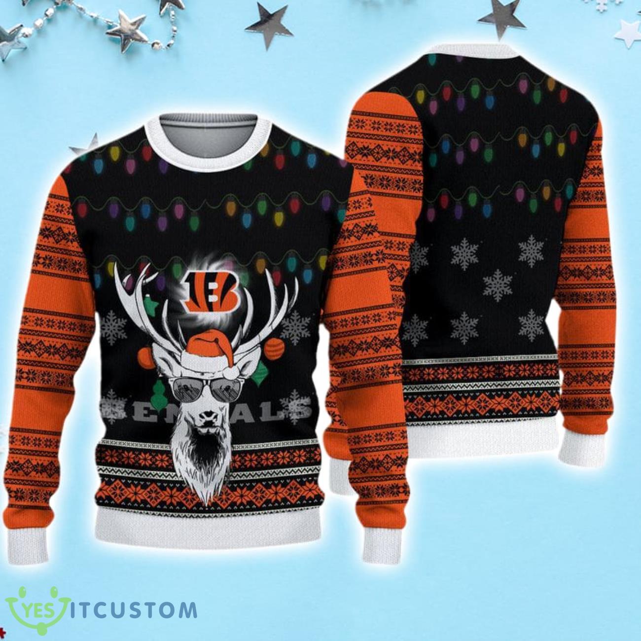 Cincinnati Bengals Deer Funny Christmas Sweater 3 Cincinnati Bengals Deer Funny Christmas Sweater Product Photo 1