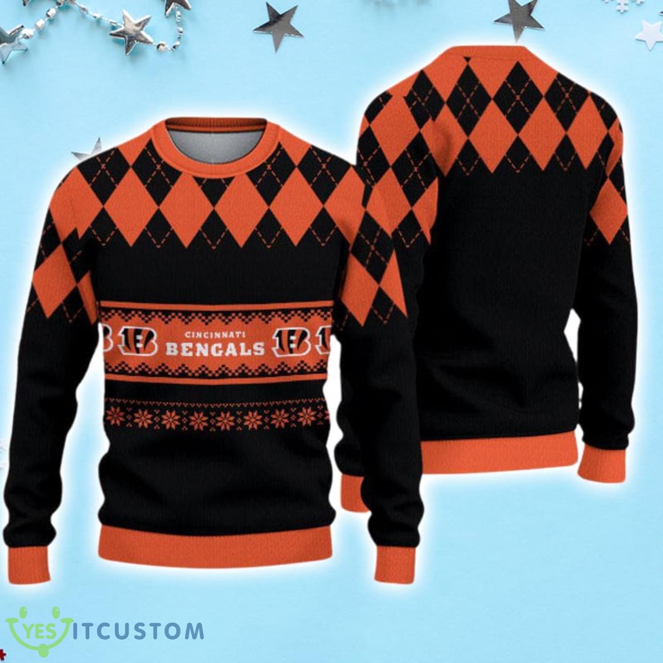 Cincinnati Bengals Diamond Pattern Christmas Sweater 3 Cincinnati Bengals Diamond Pattern Christmas Sweater Product Photo 1