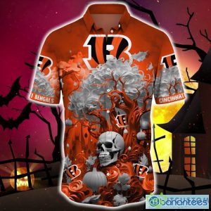 Cincinnati Bengals Halloween Trending Skull 3D Hawaiian Shirt For Fans Gift Christmas Men And Women - Cincinnati Bengals Halloween Skull Trending Hawaii Shirt New Arrivals_3