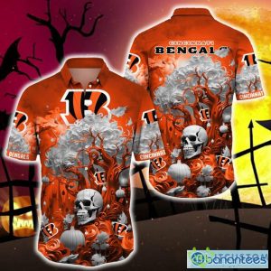 Cincinnati Bengals Halloween Trending Skull 3D Hawaiian Shirt For Fans Gift Christmas Men And Women - Cincinnati Bengals Halloween Skull Trending Hawaii Shirt New Arrivals_1