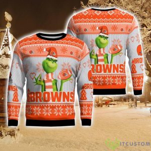 Cleveland Browns Grinch Snowflake Pattern Ugly Sweater Christmas Product Photo 1