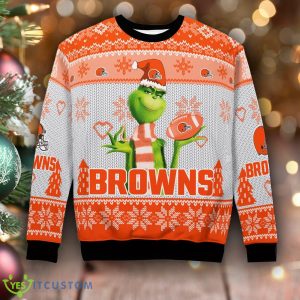 Cleveland Browns The Grinch Knitted Xmas Sweater All Over Print Gift For Christmas - Cleveland Browns The Grinch Ugly Christmas Sweater Photo 6