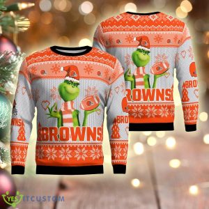 Cleveland Browns The Grinch Knitted Xmas Sweater All Over Print Gift For Christmas - Cleveland Browns The Grinch Ugly Christmas Sweater Photo 1