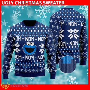 Cookie Monster - Nomnomnom Ugly 3D Sweater For Christmas - Cookie Monster - Nomnomnom Knitted Sweater Photo 1