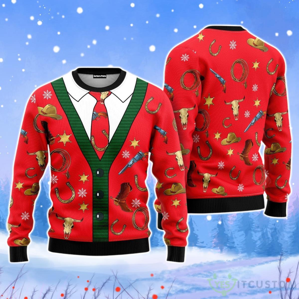 Cowboy Cardigan Christmas Unisex Ugly Sweater 3 Cowboy Cardigan Christmas Unisex Ugly Sweater Product Photo 1